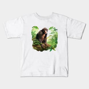 Cute Chimpanzee In Jungle Kids T-Shirt